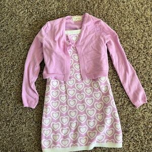 Purple Heart sweater Dress with Cardigan